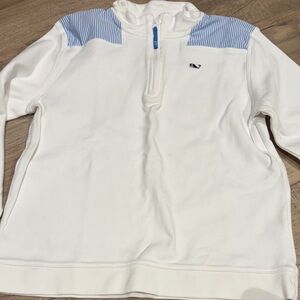White and Blue girls sweater quarter zip